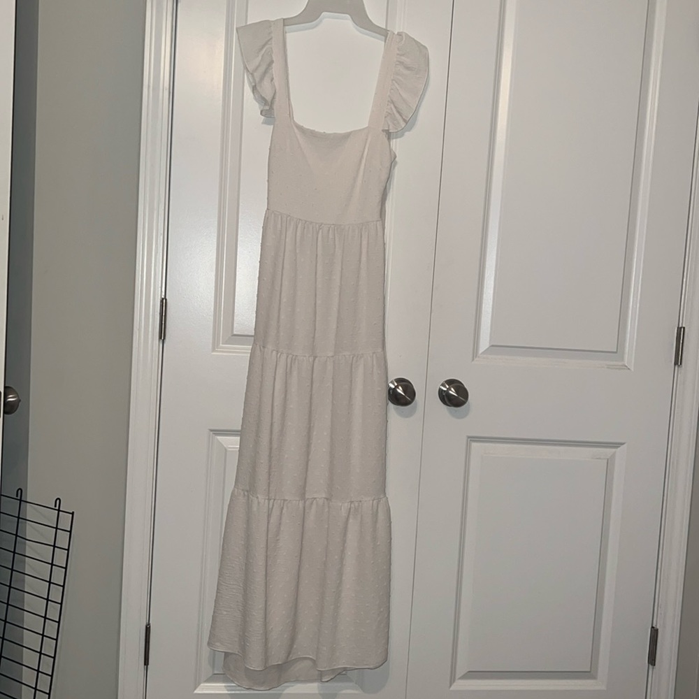 All white backless Maxi dress, XS